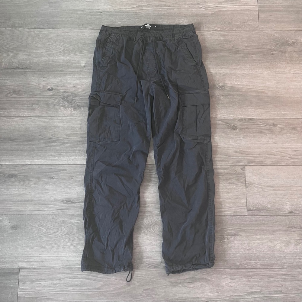 Hollister Mens Epic Flex Parachute Pants Black Cargo Jogger Size Medium
